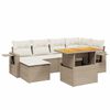 vidaXL 7-tlg. Garten-Sofagarnitur mit Kissen Beige Poly Rattan