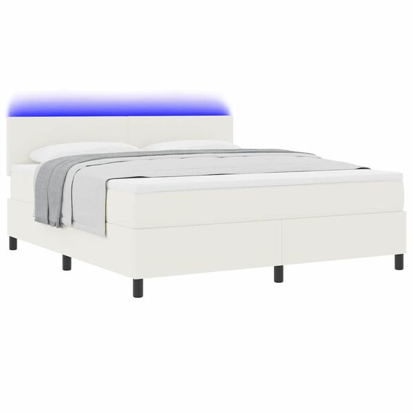 vidaXL Boxspringbett Creme und Wei&szlig; 203 x 180 x 88 cm Cordstoff