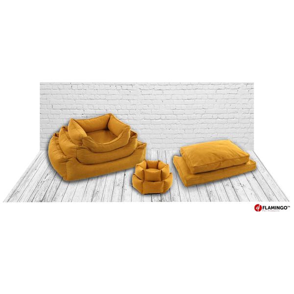 FLAMINGO Hundebett mit Rei&szlig;verschluss Ziva Sechseckig 50x18 cm Ocker