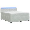 vidaXL Boxspringbett mit Matratze und LED Hellgrau 180 x 200 cm Samt