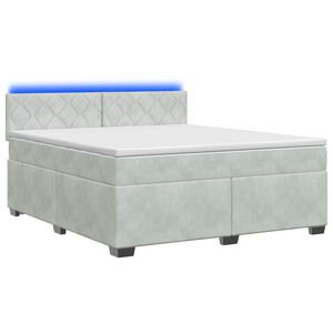 vidaXL Boxspringbett mit Matratze und LED Hellgrau 180 x 200 cm Samt