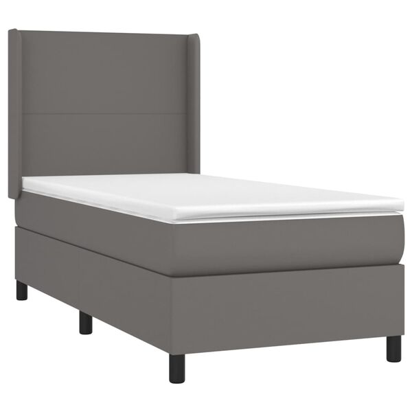 vidaXL Boxspringbett mit Matratze Grau 80x200 cm Kunstleder