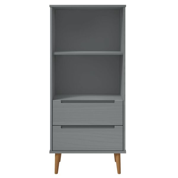 vidaXL B&uuml;cherregal MOLDE Grau 60x35x133,5 cm Massivholz Kiefer