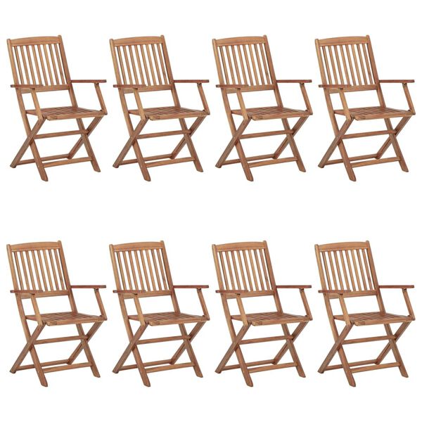 vidaXL Klappbare Gartenst&uuml;hle 8 Stk. mit Kissen Massivholz Akazie