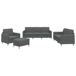 vidaXL 4-tlg. Sofagarnitur mit Kissen Dunkelgrau Stoff