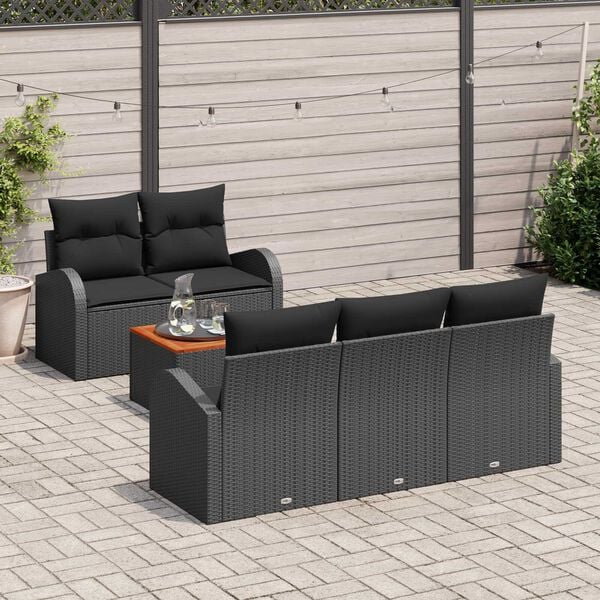 vidaXL Gartensofa-set mit Speicher 6 pcs Schwarz Poly-Rattan