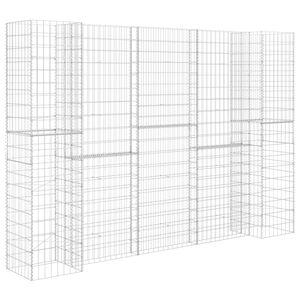 vidaXL H-f&ouml;rmiger Gabionen-Pflanzkorb Stahldraht 260x40x180 cm