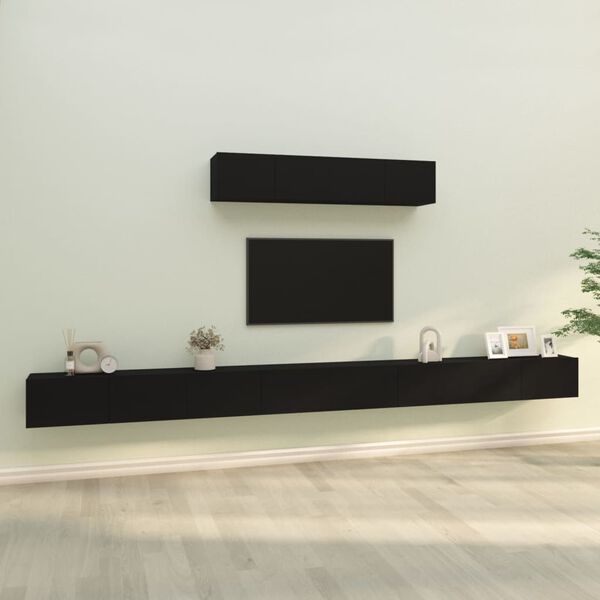 vidaXL 6-tlg. TV-Schrank-Set Schwarz Holzwerkstoff