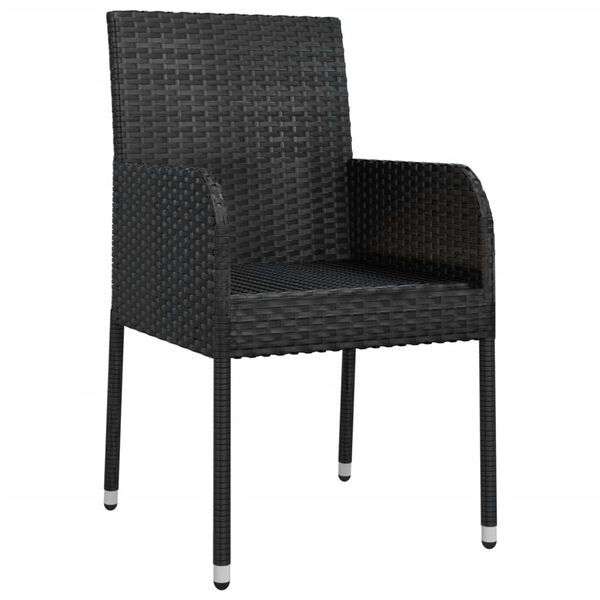 vidaXL Gartenst&uuml;hle mit Kissen 2 Stk. Poly Rattan Schwarz