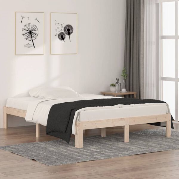 vidaXL Massivholzbett 135x190 cm