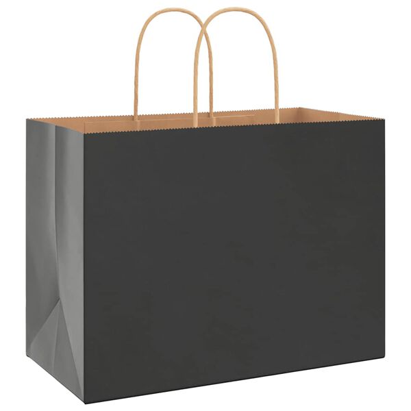 vidaXL Papiertragetaschen 50 Stk. mit Henkeln Schwarz 32x17x25 cm