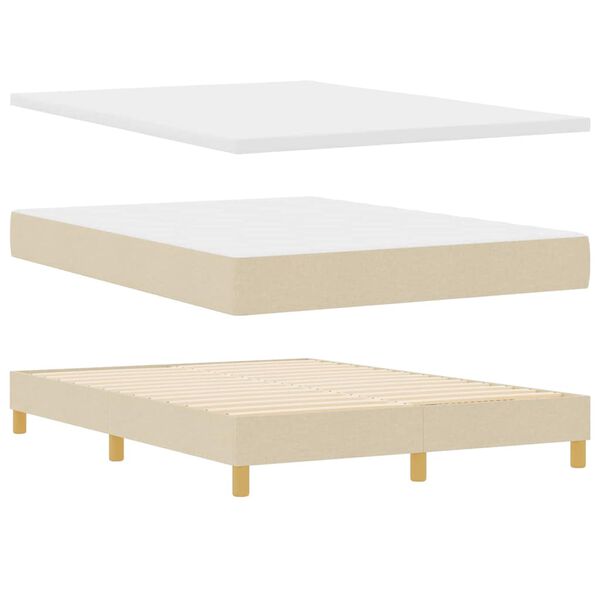 vidaXL Boxspringbett mit Matratze Creme 160 x 200 cm Stoff