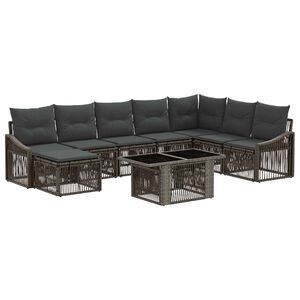vidaXL Gartensofa-set 9 stk. Grau und Dunkelgrau Poly-Rattan