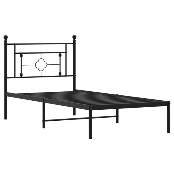 vidaXL Bettgestell mit Kopfteil Metall Schwarz 100x190 cm