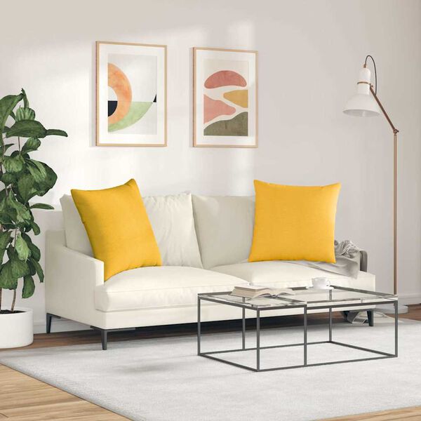 vidaXL Sofakissen 2 St&uuml;ck Helles Gelb 60 x 60 cm Cordstoff