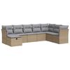 vidaXL 8-tlg. Garten-Sofagarnitur mit Kissen Beige Poly Rattan
