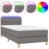 vidaXL Boxspringbett mit Matratze & LED Dunkelgrau 100x200 cm Stoff
