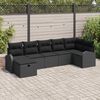 vidaXL Sofa Set mit Kissen mit Speicher 7 pcs Schwarz Poly-Rattan