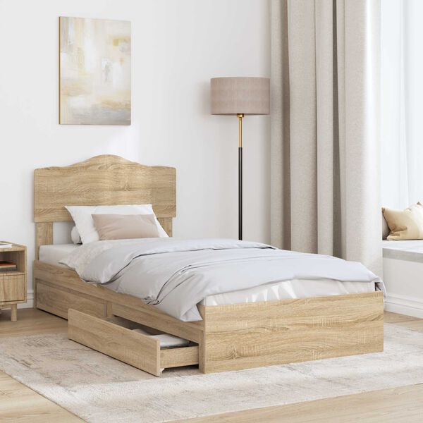vidaXL Aufbewahrungsbett Sonoma-Eiche 90 x 200 cm Holzwerkstoff