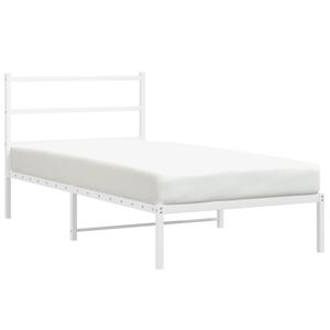 vidaXL Bettgestell mit Kopfteil Metall Wei&szlig; 107x203 cm