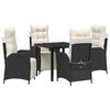 vidaXL Garten Essgruppe 5 stk. Schwarz Poly-Rattan