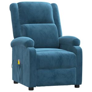 vidaXL Massagesessel Blau Samt