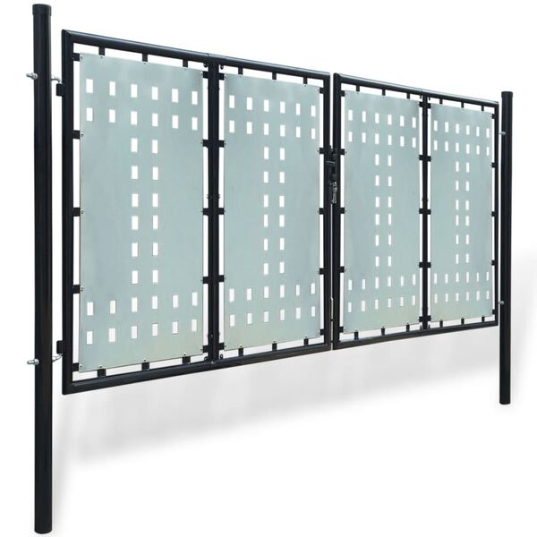 vidaXL Schwarzes Einzeltor f&uuml;r Z&auml;une 300 x 125 cm