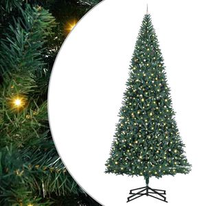 vidaXL K&uuml;nstlicher vorbeleuchteter Weihnachtsbaum mit Kugelset Gr&uuml;n
