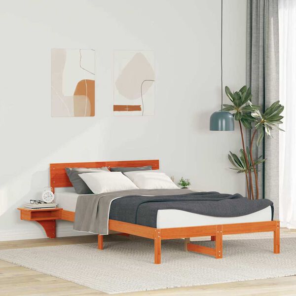 vidaXL Bettrahmen Wachsbraun 120 x 200 cm Massives Kiefernholz