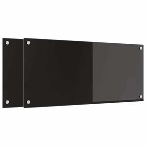 vidaXL K&uuml;chenr&uuml;ckwand 2 pcs Schwarz 90 x 40 cm Geh&auml;rtetes Glas