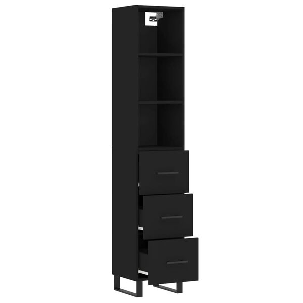 vidaXL Highboard Schwarz 34,5x34x180 cm Holzwerkstoff