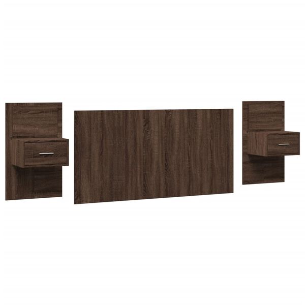 vidaXL Kopfteil mit Nachttischen Braun Eiche 160 cm Holzwerkstoff