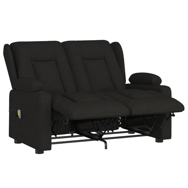 vidaXL 2-Sitzer Massagesessel mit Getr&auml;nkehalter Schwarz Stoff