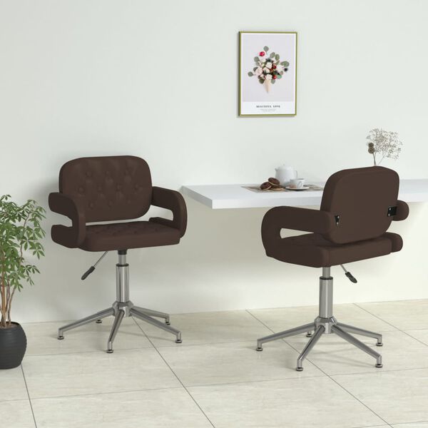 vidaXL Esszimmerst&uuml;hle 2 Stk. Drehbar Braun Kunstleder
