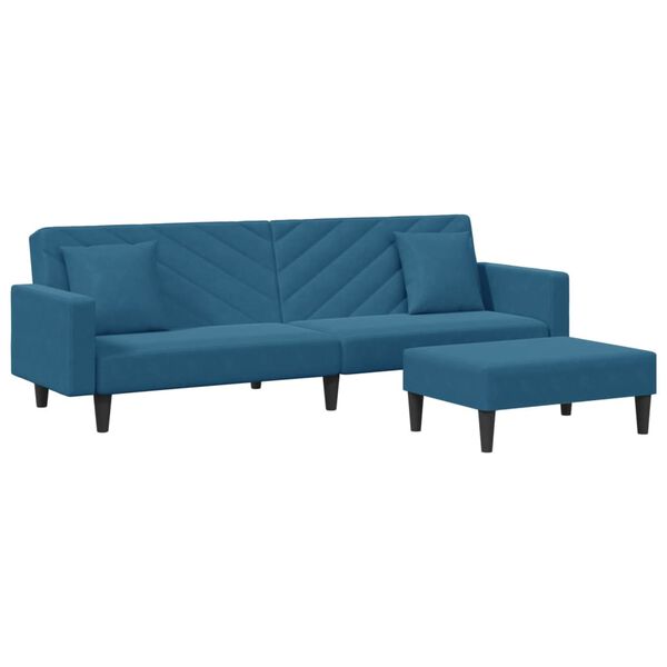 vidaXL 2-tlg. Sofagarnitur mit Kissen Blau Samt