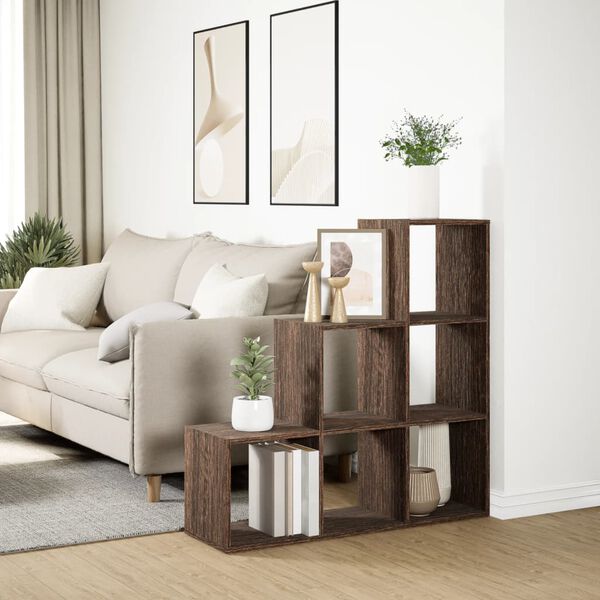 vidaXL Raumteiler-B&uuml;cherregal 3 Etagen Braun Eichen-Optik 99x29x99 cm