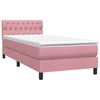 vidaXL Boxspringbett mit Matratze & LED Rosa 90x220 cm Samt