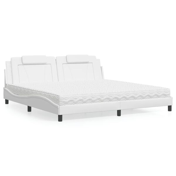 vidaXL Bett "Viana" mit Matratze Wei&szlig; 200x200 cm Kunstleder