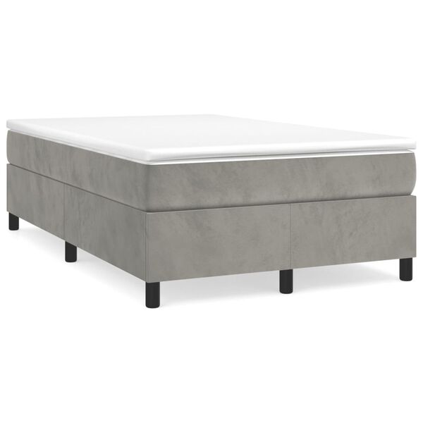vidaXL Boxspringbett mit Matratze Hellgrau 120x200 cm Samt