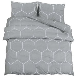 vidaXL Bettw&auml;sche-Set Grau und Wei&szlig; 260x240 cm Baumwolle