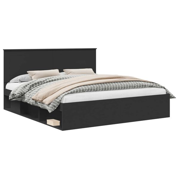 vidaXL Bettrahmen Schwarz 180 x 200 cm Massives Kiefernholz