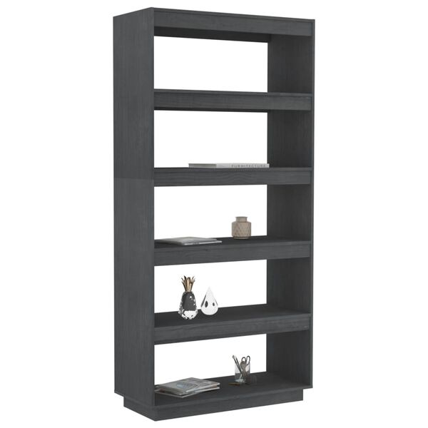 vidaXL B&uuml;cherregal/Raumteiler Grau 80x35x167 cm Massivholz Kiefer