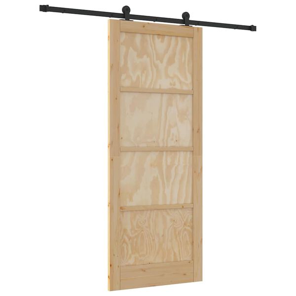 vidaXL Schiebet&uuml;r Nat&uuml;rlich und Schwarz 86 x 211 cm