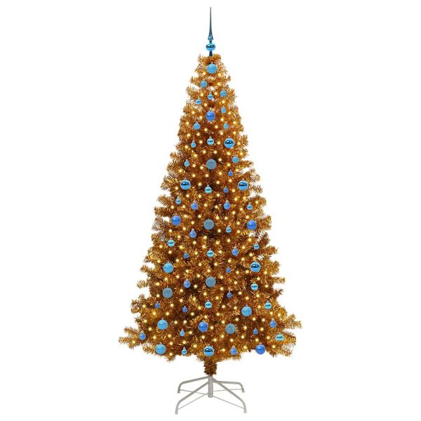 vidaXL Weihnachtsbaum mit 300 LEDs mit St&auml;nder Gold 210 cm PET