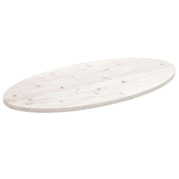 vidaXL Tischplatte Wei&szlig; 110x55x2,5 cm Massivholz Kiefer Oval