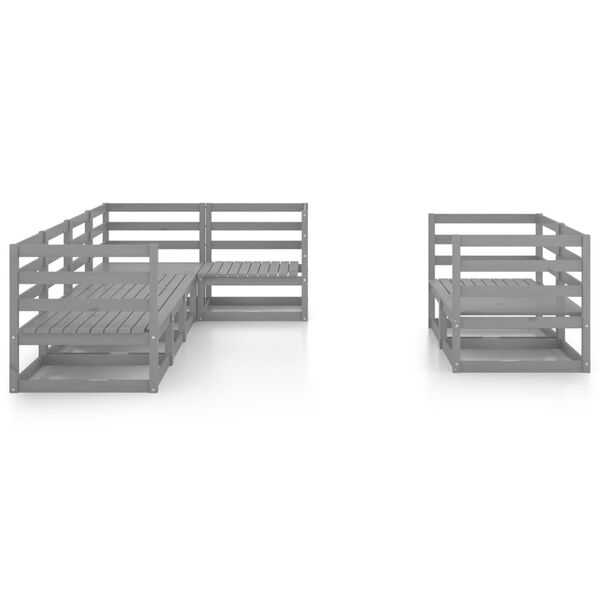 vidaXL 7-tlg. Garten-Lounge-Set Grau Massivholz Kiefer