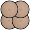 vidaXL Jute Platzsets 4 pcs Nat&uuml;rlich und Schwarz &Oslash; 30 cm