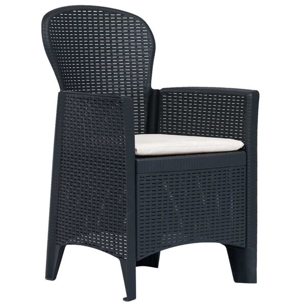 vidaXL 5-tlg. Garten-Essgruppe Kunststoff Rattan Anthrazit