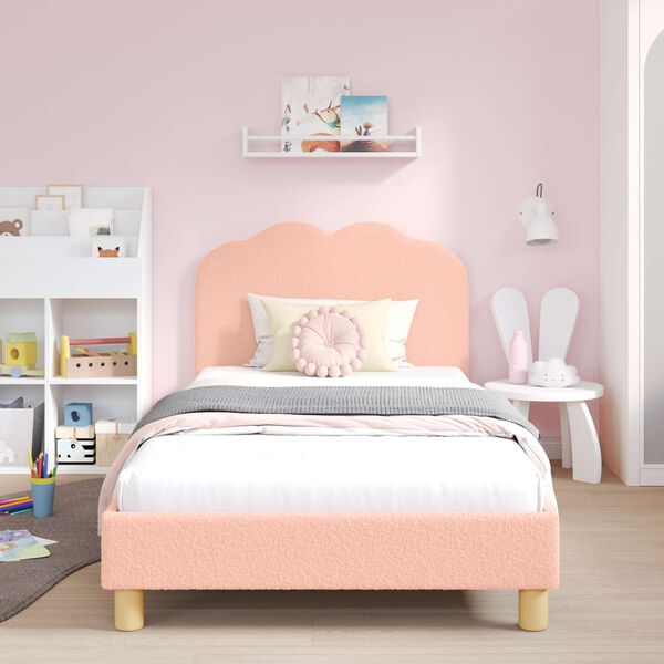 vidaXL Kinderbettgestell mit Kopfteil Rosa 80 x 200 cm Schafstoff