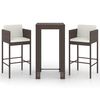 vidaXL 3-tlg. Gartenbar-Set mit Kissen Poly Rattan Braun